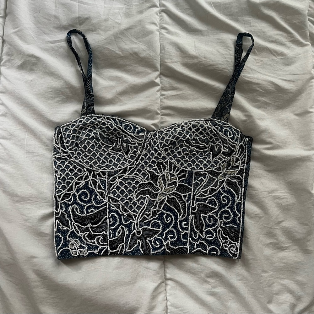One of a Kind Beaded Bustier Top
